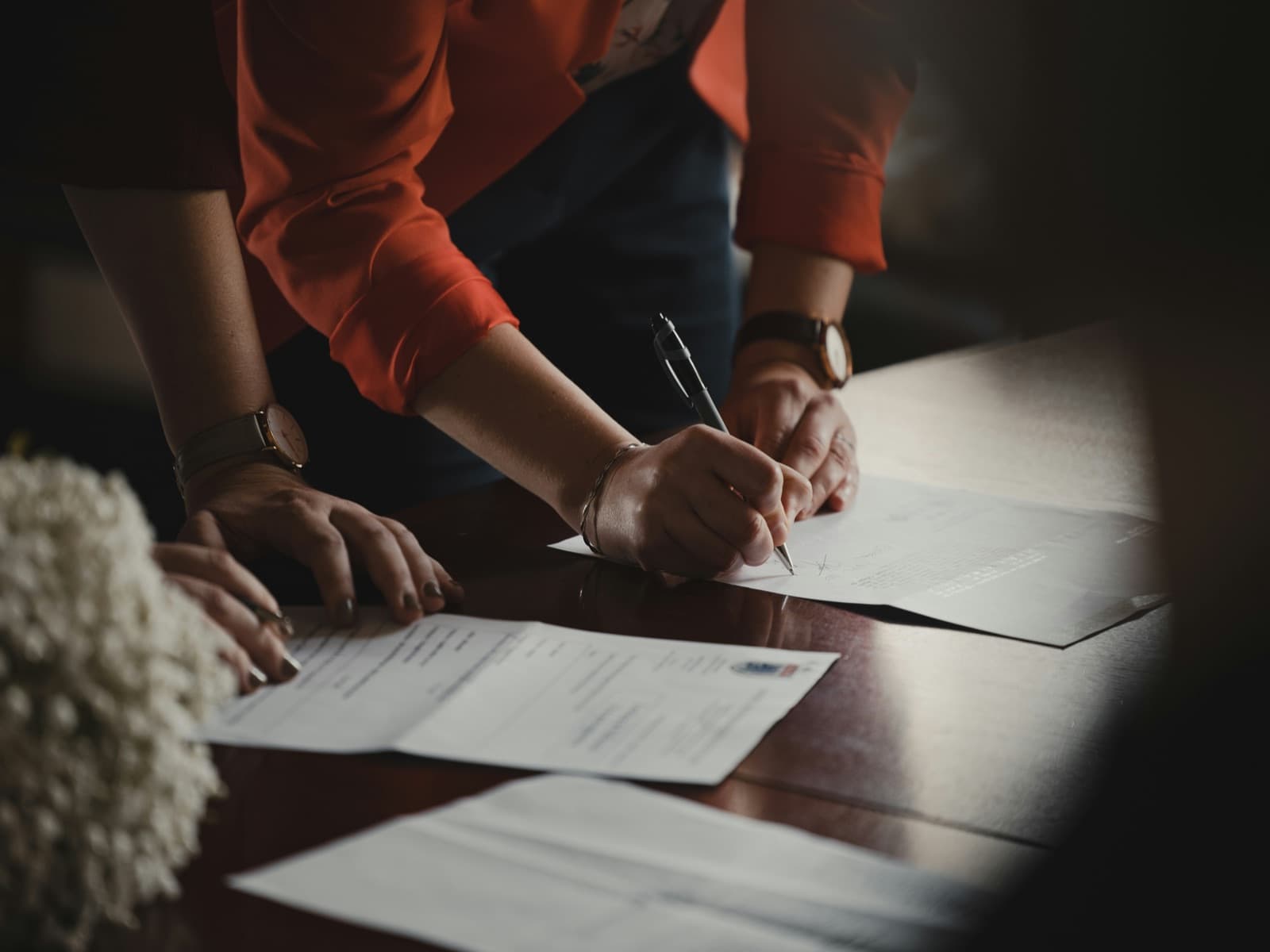 Advisory firm work table during the planning of a business grant application
